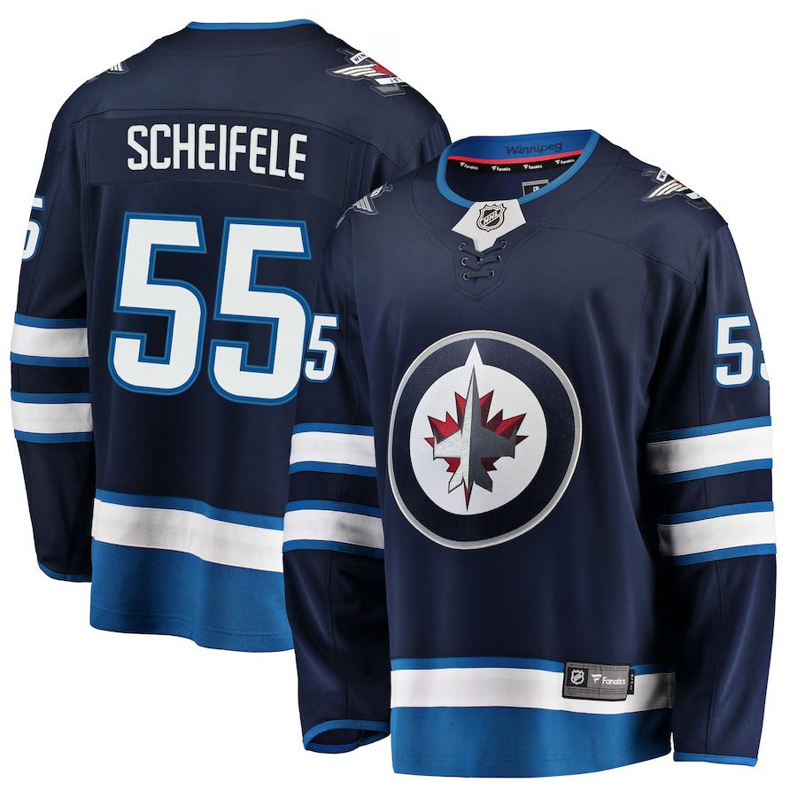 Men Winnipeg Jets 55 Mark Scheifele Fanatics Branded Navy Breakaway Replica NHL Jersey